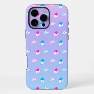 Coque iPhone 16 Pro Max Lettre et Envelo Bleu et Pink Papier