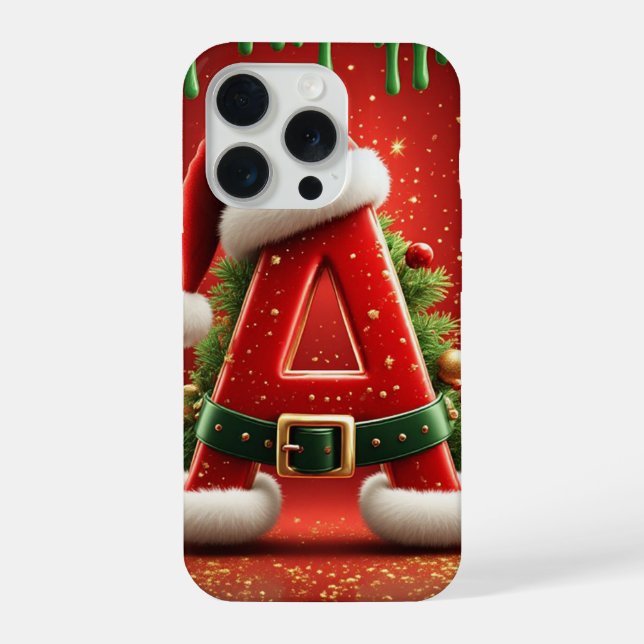 Coque iPhone Lettre initiale de Noël A pour les cadeaux de fête (Verso)
