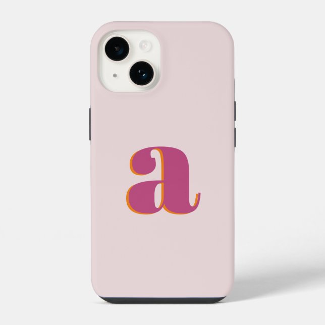 Coque iPhone Lettre Initiale Monogramme Simple Moderne Rose (Verso)