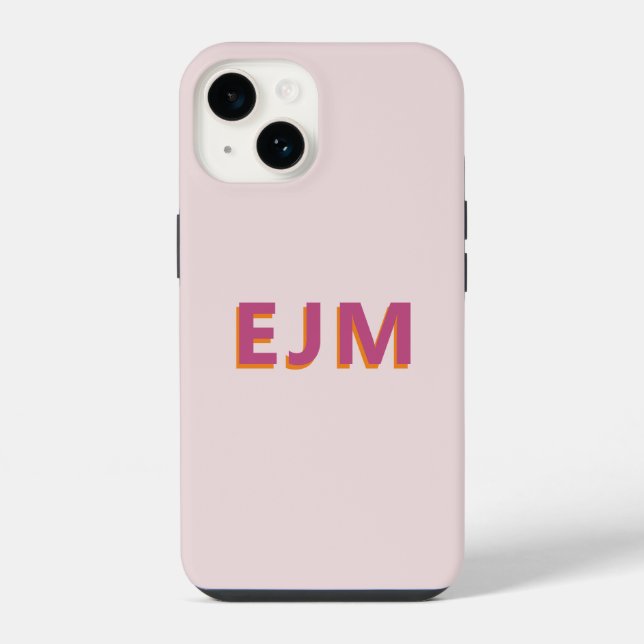 Coque iPhone Lettre Initiale Monogramme Simple Rose Pâle Modern (Verso)