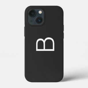 Etui iPhone 13 Mini Lettre initiale noire Monogramme moderne