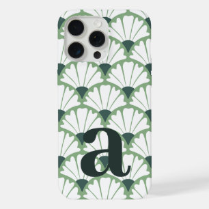 Coque iPhone 15 Pro Max Lettre Monogramme Grande Motif Vert Vintage