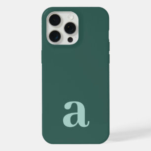 Coque iPhone 15 Pro Max Lettre Monogramme Moyen Minimaliste Vert de Mer/Tu