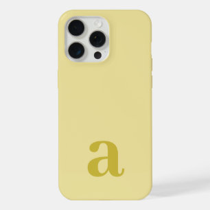 Coque iPhone 15 Pro Max Lettre Monogramme Moyenne Jaune Pâle Minimaliste