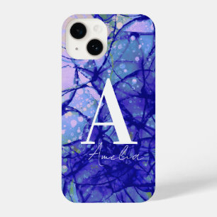 Coque Pour iPhone 14 Lettre monographique Nom initial Art Abstrait bleu