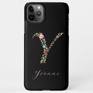 Coque iPhone 11Pro Max LETTRE MOTOGRAPHIQUE FLORALE Y Personnalisée
