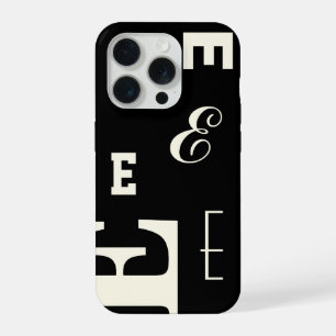 Coque iPhone 15 Pro Lettre personnalisée, monogramme Color Pop, noir e