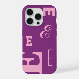 Coque iPhone 15 Pro Lettre personnalisée, monogramme Color Pop, violet