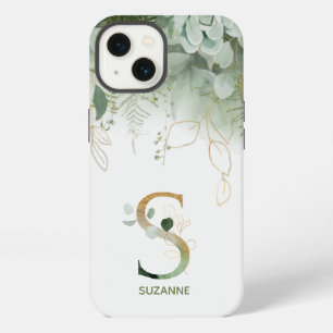Etui iPhone 13 Lettre S Fougère Verte & Succulente