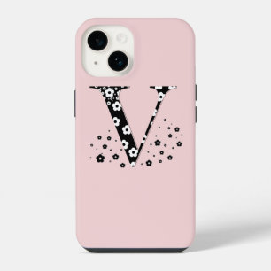 Coque Pour iPhone 14 Lettre V à motif floral