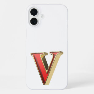 Coque iPhone 16 Plus Lettre V en verre rouge