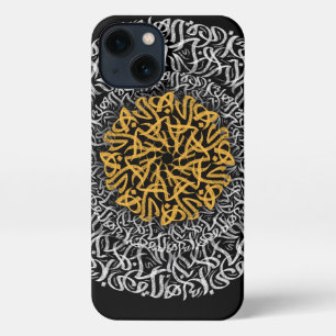 Etui iPhone 13 lettres arabes 3d art noir