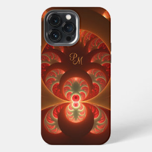 Etui iPhone 13 Pro Max Lettres Initiales d'Art Fractal Moderne Abstrait L
