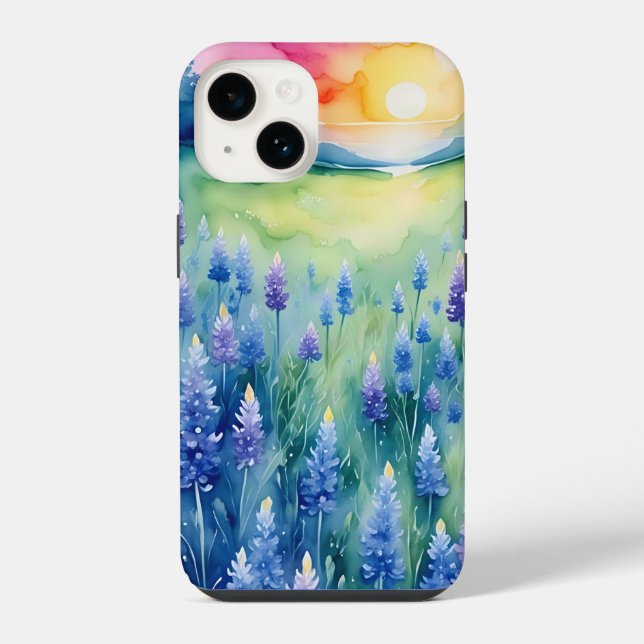 Coque iPhone Lever de soleil Bluebonnet en bleu  (Verso)