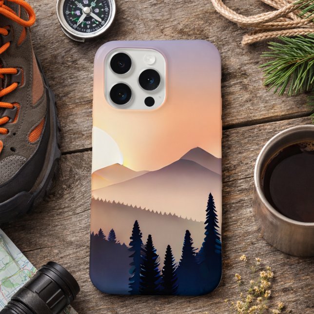 Coque iPhone Lever de soleil en montagne (Créateur téléchargé)