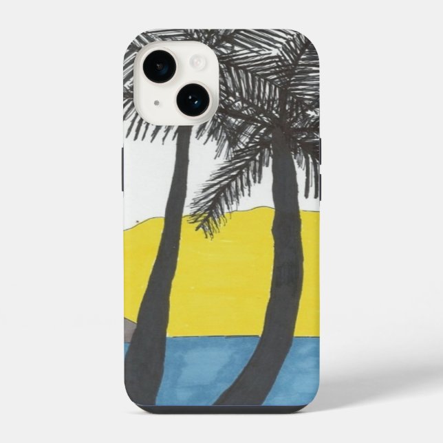 Coque iPhone Lever de soleil sur un palmier (Verso)