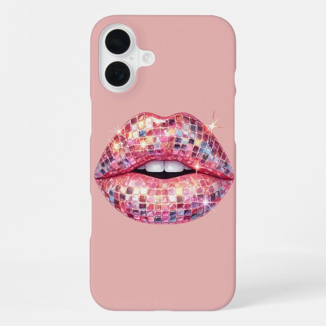 Coque iPhone Lèvre boule disco rose (Verso)