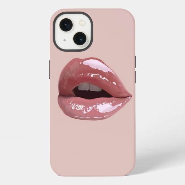 Coque iPhone lèvres de parties scintillant rose (Verso)