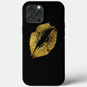 Etui iPhone 13 Pro Max Lèvres Pailletées Or
