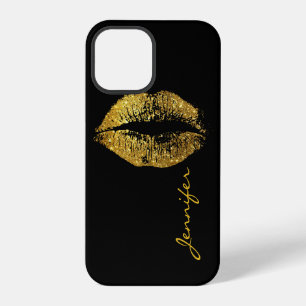 Coque iPhone 12 Pro Lèvres Pailletées Or