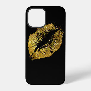 Coque iPhone 12 Pro Lèvres Pailletées Or #2