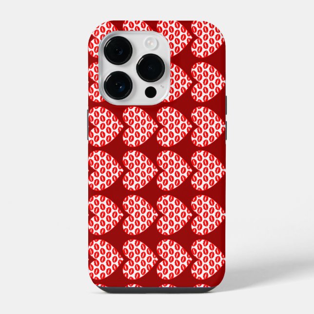 Coque iPhone Lèvres qui s'embrassent coeurs (Verso)