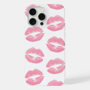 Coque iPhone 15 Pro Max Lèvres roses, motif de lèvres, rouge à lèvres rose