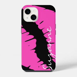 Coque Pour iPhone 14 Lèvres roses personnalisées