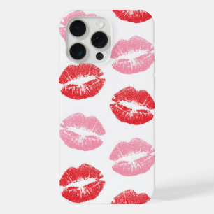 Coque iPhone 15 Pro Max Lèvres rouges et roses, motif de lèvres, rouge à l
