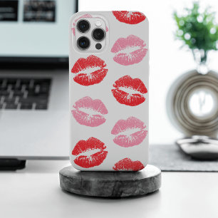 Coque iPhone 15 Pro Max Lèvres rouges et roses, motif de lèvres, rouge à l