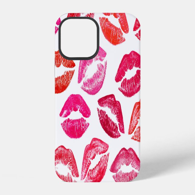 Coque iPhone Lèvres rouges sur fond blanc. (Verso)