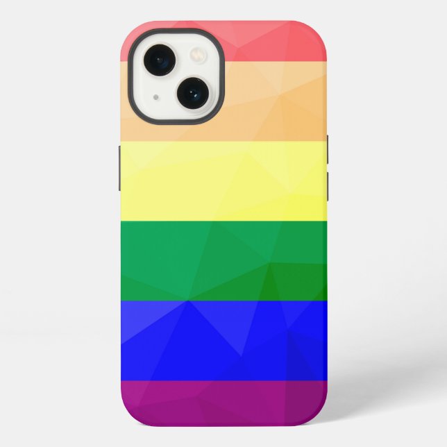 Coque iPhone LGBT flag rainbow lines geometric mesh pattern (Verso)