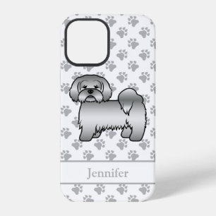 Coque iPhone 12 Pro Lhasa Apso Argent Chien de Dessin Animé Mignon & N
