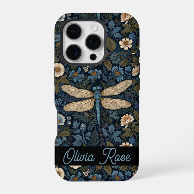 Coque iPhone Libellule bleue vintage (Verso)