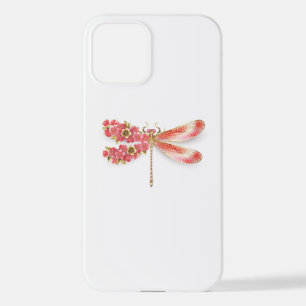 Coque iPhone 12 libellule de fleurs avec sakura de bijoux