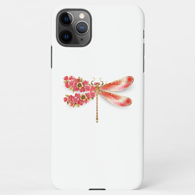 Coque iPhone libellule de fleurs avec sakura de bijoux (Dos)