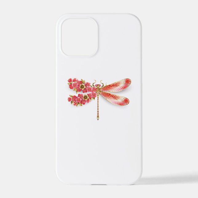 Coque iPhone libellule de fleurs avec sakura de bijoux (Verso)