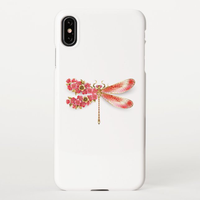 Coque iPhone libellule de fleurs avec sakura de bijoux (Dos)