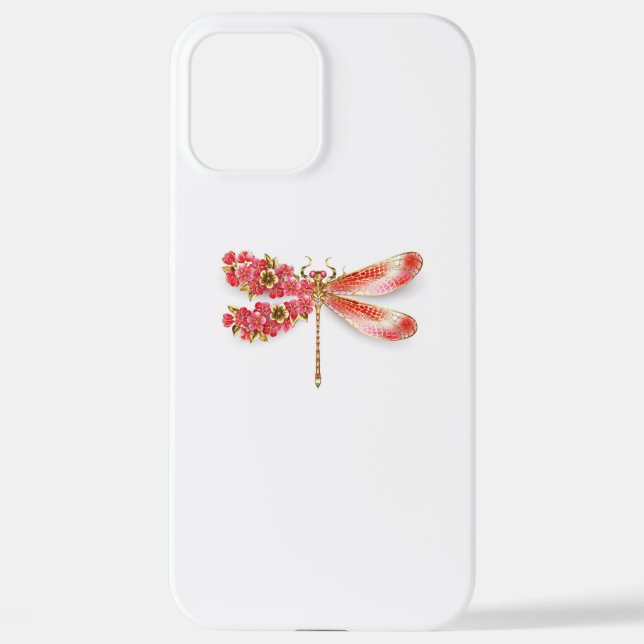 Coque iPhone libellule de fleurs avec sakura de bijoux (Verso)