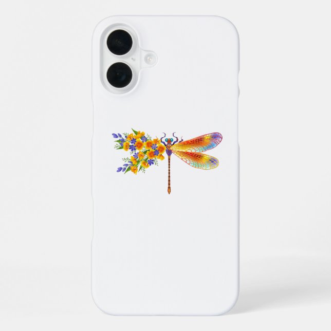 Coque iPhone libellule de fleurs jaunes (Verso)