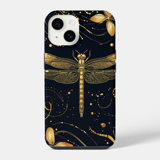 Coque iPhone Libellule dorée (Verso)