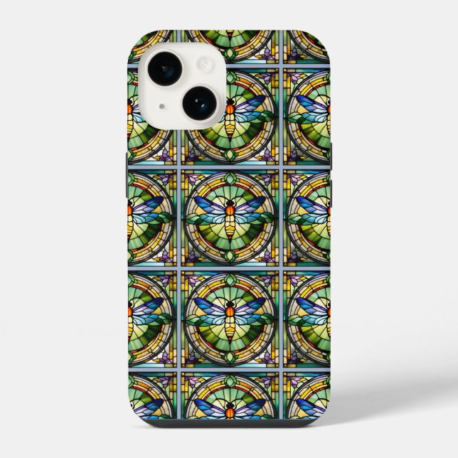 Coque iPhone Libellule en Verre Coloré (Verso)