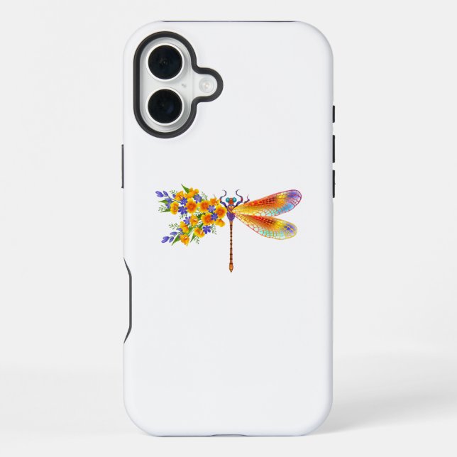 Coque iPhone Libellule Fleur Jaune (Verso)