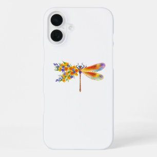Coque iPhone 16 Plus Libellule Fleur Jaune