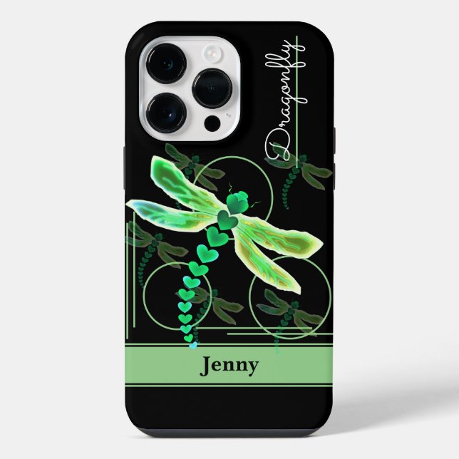 Coque iPhone Libellule Personnalisée (Vert) (Verso)