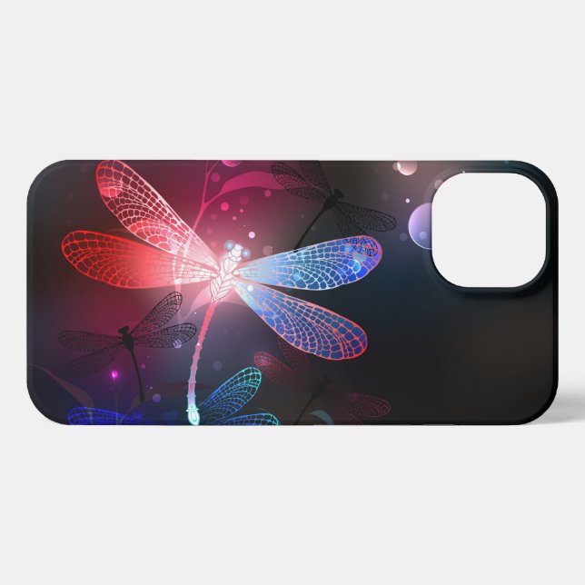 Coque iPhone libellule rouge brillante (Verso Horizontal)