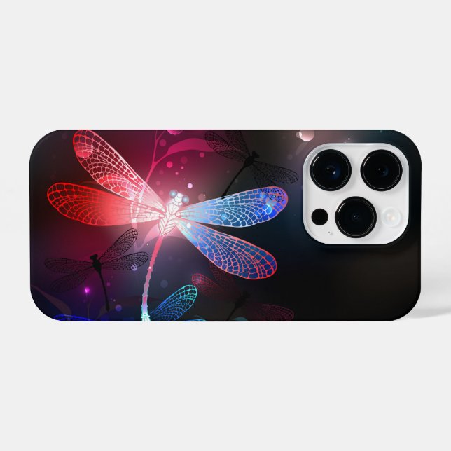 Coque iPhone libellule rouge brillante (Verso Horizontal)