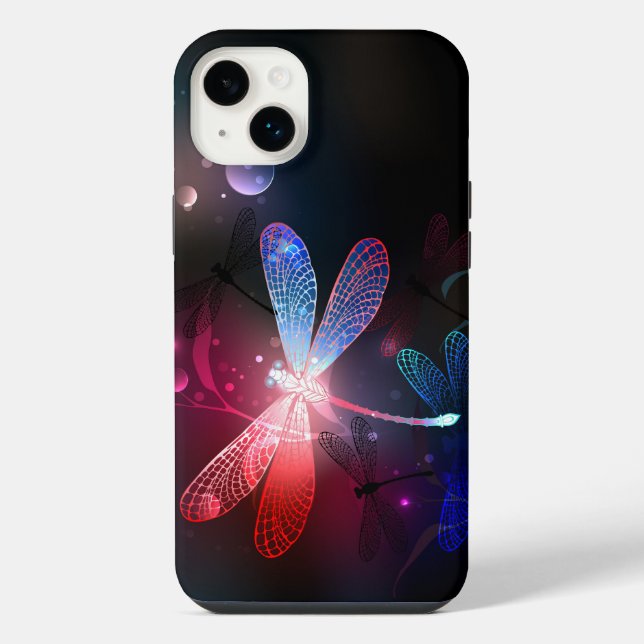 Coque iPhone Libellule rouge lumineuse (Verso)
