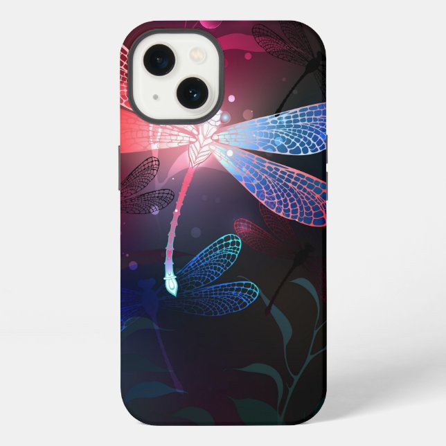 Coque iPhone Libellule rouge lumineuse (Verso)