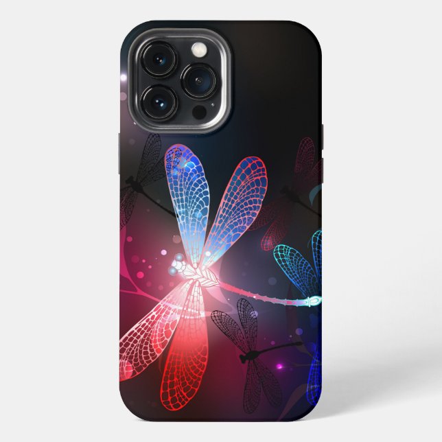 Coque iPhone Libellule rouge lumineuse (Verso)